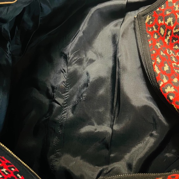 Anne Klein Leopard Print Full Zip Blazer Jacket Red Black Size 12 - Picture 5 of 12